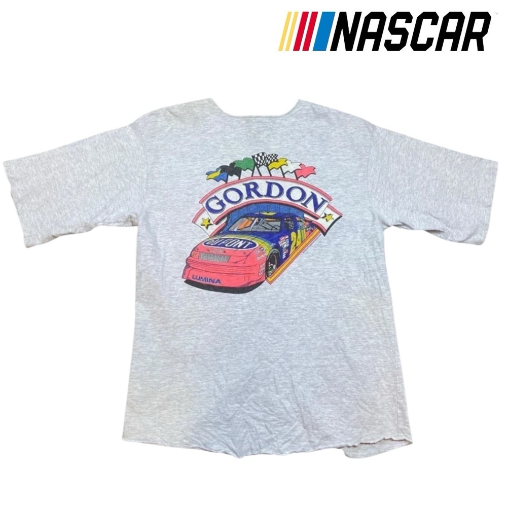 Vtg 90s NASCAR Jeff Gordon T-Shirt‎ Mens LARGE Button Up 24 DUPONT Made in USA